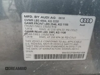 2017 Audi Q3 Premium z VIN WA1ECCFS5HR001606, wystawiony jako Copart lot #58276485 z przebiegiem 93 037 mil mil oraz Tytuł czysty. Historia ofert i sprzedaży dostępna na DreamBid. Obrazek 14.