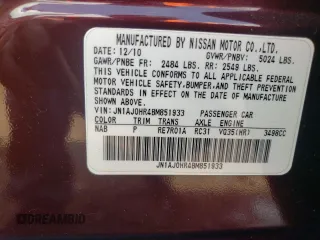 2011 Infiniti EX Journey with VIN JN1AJ0HR4BM851933, listed as a Copart auction lot 67425694 with Not Provided miles and Salvage Title. Bid and sale history available at carsss.com. Image 12.
