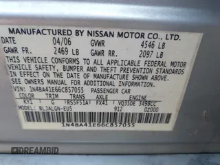 2006 Nissan Maxima 3.5 SE with VIN 1N4BA41E66C857055, listed as a IAAI auction lot 41748796 with 180,523 mi miles. Bid and sale history available at carsss.com. Image 9.