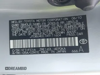 2010 Toyota Corolla with VIN JTDBU4EE7A9111604, listed as a IAAI auction lot 41909665 with Not Provided miles. Bid and sale history available at carsss.com. Image 9.