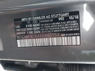 2019 Mercedes-Benz C 300 z VIN WDDWF8DB4KR463153, wystawiony jako IAAI lot #42168880 z przebiegiem 66 480 mil mil oraz . Historia ofert i sprzedaży dostępna na DreamBid. Obrazek 9.