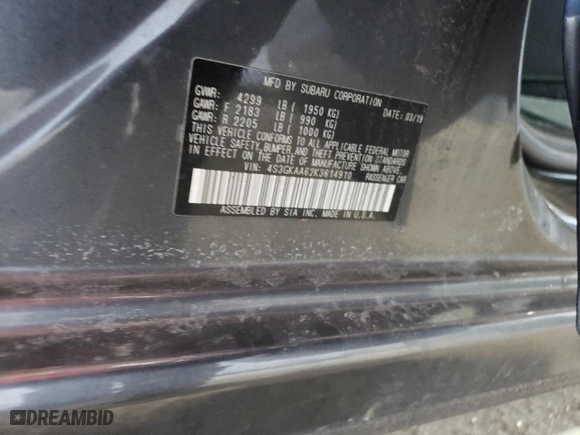 2019 Subaru Impreza with VIN 4S3GKAA62K3614910, listed as a Copart auction lot 48608755 with 77,014 mi miles and Salvage Title. Bid and sale history available at carsss.com. Image 12.