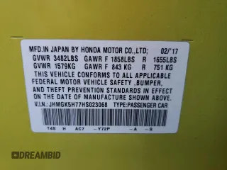 2017 Honda Fit EX with VIN JHMGK5H77HS023068, listed as a Copart auction lot 43359675 with 111,082 mi miles and Salvage Title. Bid and sale history available at carsss.com. Image 13.