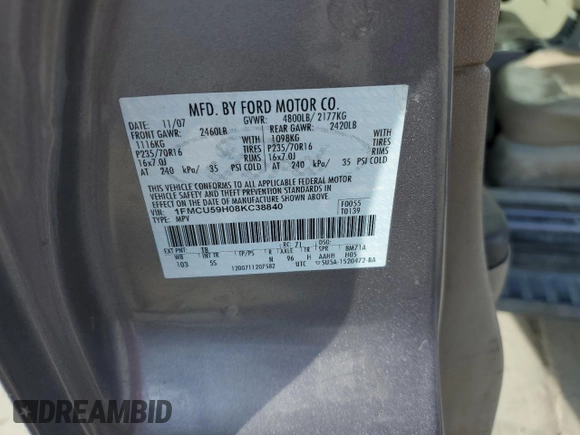 2008 Ford Escape Hybrid с VIN 1FMCU59H08KC38840, выставлен на аукционе Copart как лот 51858645 с пробегом 216 630 миль миль и Чистый • Clean title. История ставок и продаж доступна на DreamBid. Изображение 13.