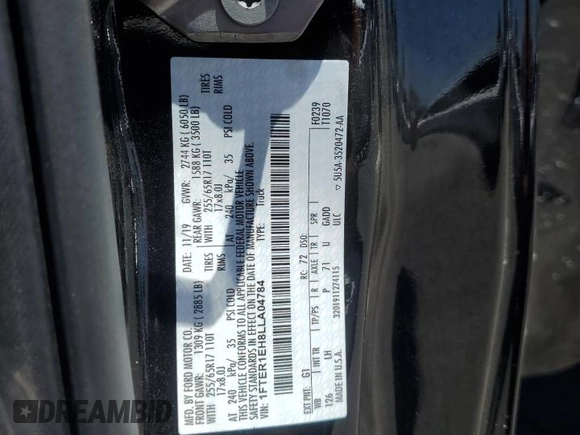 2020 Ford Ranger XL z VIN 1FTER1EH8LLA04784, wystawiony jako Copart lot #57691725 z przebiegiem 31 681 mil mil oraz Szkoda całkowita • Salvage title. Historia ofert i sprzedaży dostępna na DreamBid. Obrazek 12.