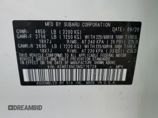 2021 Subaru Outback Limited with VIN 4S4BTANC5M3110728, listed as a Copart auction lot 55239795 with 36,277 mi miles and Salvage title. Bid and sale history available at DreamBid. Image 14.