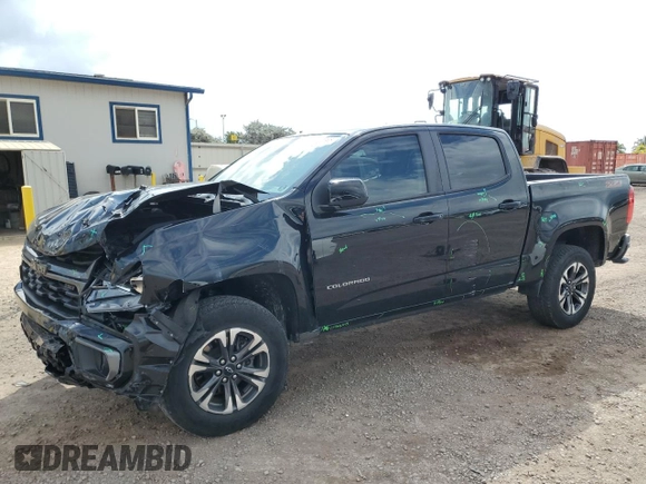 2021 Chevrolet Colorado 2WD Z71 with VIN 1GCGSDEN2M1280928, listed as a Copart auction lot 54603665 with 26,278 mi miles and Salvage title. Bid and sale history available at DreamBid. Image 1.