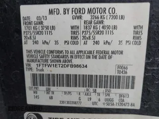 2013 Ford F-150 XL with VIN 1FTFW1ET2DFB98634, listed as a IAAI auction lot 42016749 with 158,056 mi miles. Bid and sale history available at carsss.com. Image 9.