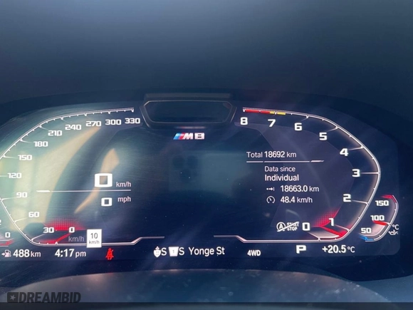 2023 BMW M8 Competition with VIN WBSAE0C06PCK75147, listed as a Copart auction lot 76423584 with 18,692 mi miles and Clean Title. Bid and sale history available at carsss.com. Image 8.