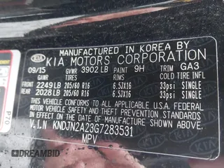 2016 Kia Soul z VIN KNDJN2A23G7283531, wystawiony jako IAAI lot #42236393 z przebiegiem 72 974 mil mil oraz . Historia ofert i sprzedaży dostępna na DreamBid. Obrazek 9.