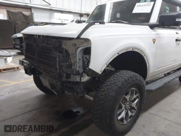 2021 Ford Bronco with VIN 1FMEE5DP2MLA94460, listed as a IAAI auction lot 41615753 with 43,808 mi miles and . Bid and sale history available at DreamBid. Image 6.