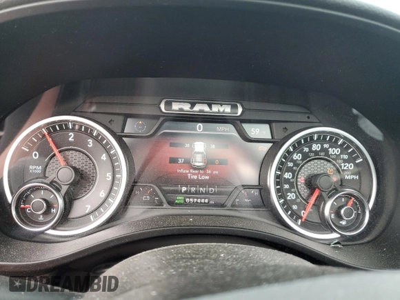 2022 Ram 1500 Big Horn with VIN 1C6SRFMT7NN155488, listed as a Copart auction lot 57314905 with 57,444 mi miles and Non repairable. Bid and sale history available at DreamBid. Image 9.