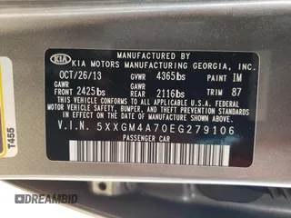 2014 Kia Optima LX with VIN 5XXGM4A70EG279106, listed as a Copart auction lot 56283135 with 160,693 mi miles and Salvage title. Bid and sale history available at DreamBid. Image 12.
