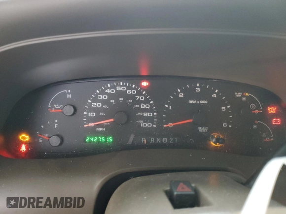 2003 Ford Excursion z VIN 1FMNU44S03ED68257, wystawiony jako Copart lot #88008655 z przebiegiem 242 751 mil mil oraz Czysty tytuł • Clean title. Historia ofert i sprzedaży dostępna na DreamBid. Obrazek 9.