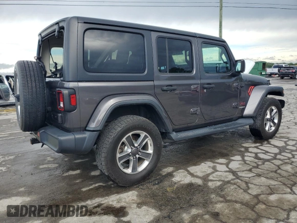 2018 Jeep Wrangler Unlimited Sahara z VIN 1C4HJXEG8JW112042, wystawiony jako Copart lot #55596745 z przebiegiem 75 096 mil mil oraz Szkoda całkowita • Salvage title. Historia ofert i sprzedaży dostępna na DreamBid. Obrazek 3.