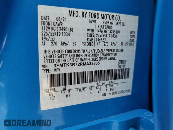 2024 Ford Mustang Mach-E Premium z VIN 3FMTK3R72RMA32365, wystawiony jako Copart lot #47898805 z przebiegiem 3 940 mil mil oraz Szkoda całkowita • Salvage title. Historia ofert i sprzedaży dostępna na DreamBid. Obrazek 13.
