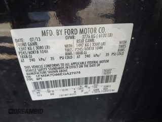 2014 Ford Explorer XLT z VIN 1FM5K7D86EGA27075, wystawiony jako IAAI lot #42572920 z przebiegiem 249 001 mil mil oraz . Historia ofert i sprzedaży dostępna na DreamBid. Obrazek 9.