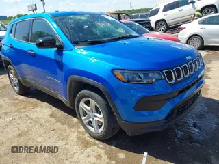 2023 Jeep Compass Sport with VIN 3C4NJDAN4PT557091, listed as a IAAI auction lot 42322265 with 8,742 mi miles and . Bid and sale history available at DreamBid. Image 1.