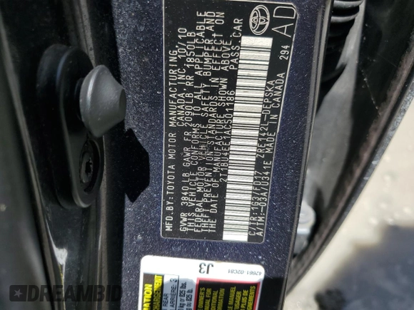 2010 Toyota Corolla with VIN 2T1BU4EE1AC501186, listed as a Copart auction lot 62558075 with 159,629 mi miles and Salvage title. Bid and sale history available at DreamBid. Image 12.