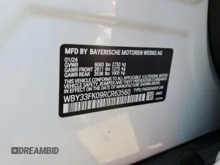 2024 BMW i5 eDrive40 z VIN WBY33FK09RCR63560, wystawiony jako Copart lot #72055444 z przebiegiem 2973 mil mil oraz Szkody całkowita. Historia ofert i sprzedaży dostępna na DreamBid. Obrazek 14.