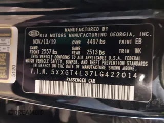 2020 Kia Optima LX with VIN 5XXGT4L37LG422014, listed as a IAAI auction lot 42336837 with 29,699 mi miles and . Bid and sale history available at DreamBid. Image 9.