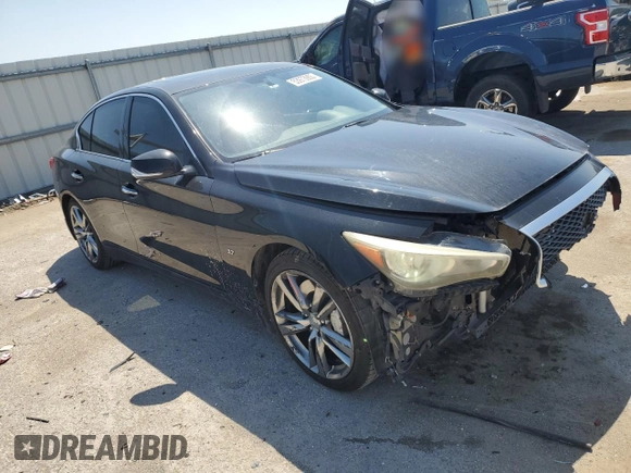 2014 Infiniti Q50 Premium with VIN JN1BV7AR8EM686789, listed as a Copart auction lot 53973905 with 130,695 mi miles and Salvage title. Bid and sale history available at DreamBid. Image 4.