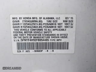 2015 Honda Pilot Touring with VIN 5FNYF4H92FB054485, listed as a IAAI auction lot 41736909 with 159,813 mi miles. Bid and sale history available at carsss.com. Image 9.