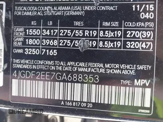 2016 Mercedes-Benz GL with VIN 4JGDF2EE7GA688353, listed as a IAAI auction lot 41828162 with 109,726 mi miles. Bid and sale history available at carsss.com. Image 9.