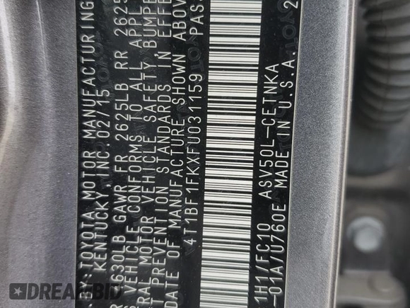 2015 Toyota Camry XLE with VIN 4T1BF1FKXFU031159, listed as a Copart auction lot 49007265 with 105,339 mi miles and Salvage Title. Bid and sale history available at carsss.com. Image 13.