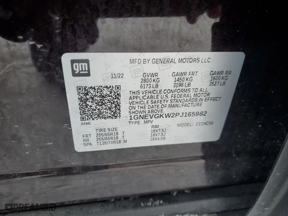2023 Chevrolet Traverse LT Cloth with VIN 1GNEVGKW2PJ165982, listed as a Copart auction lot 44550735 with 68,503 mi miles and Non Repairable. Bid and sale history available at carsss.com. Image 13.