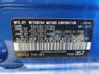 2016 Mitsubishi Outlander ES с VIN JA4AR3AU1GZ050905, выставлен на аукционе Copart как лот 51389655 с пробегом 186 355 миль миль и Чистый • Clean title. История ставок и продаж доступна на DreamBid. Изображение 12.