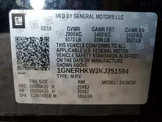 2019 Chevrolet Traverse LT Leather with VIN 1GNERHKW3KJ251594, listed as a Copart auction lot 44273245 with 108,060 mi miles and Salvage Title. Bid and sale history available at carsss.com. Image 13.