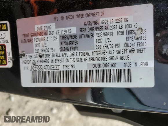 2007 Mazda CX-7 Sport with VIN JM3ER29L470125301, listed as a Copart auction lot 71650334 with 167,685 mi miles and Salvage Title. Bid and sale history available at carsss.com. Image 13.
