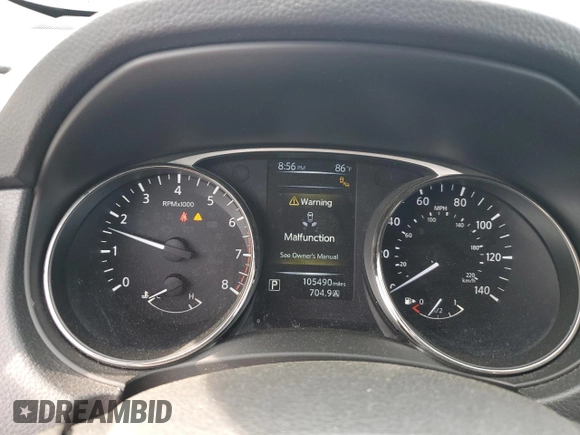 2016 Nissan Rogue SV with VIN KNMAT2MV1GP647313, listed as a Copart auction lot 54320595 with 105,490 mi miles and Salvage Title. Bid and sale history available at carsss.com. Image 9.