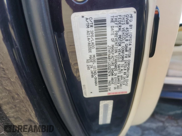 2002 Lexus SC 430 with VIN JTHFN48Y120027674, listed as a Copart auction lot 71220864 with 135,125 mi miles and Salvage Title. Bid and sale history available at DreamBid. Image 13.