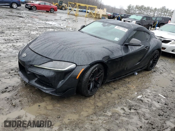 2021 Toyota GR Supra 3.0 with VIN WZ1DB0C07MW035825, listed as a Copart auction lot 85077294 with 25,157 mi miles and Salvage Title. Bid and sale history available at carsss.com. Image 1.