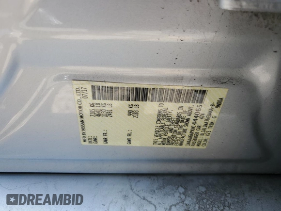 2017 Nissan Maxima Platinum with VIN 1N4AA6APXHC444065, listed as a Copart auction lot 58602495 with 93,446 mi miles and Salvage title. Bid and sale history available at DreamBid. Image 12.