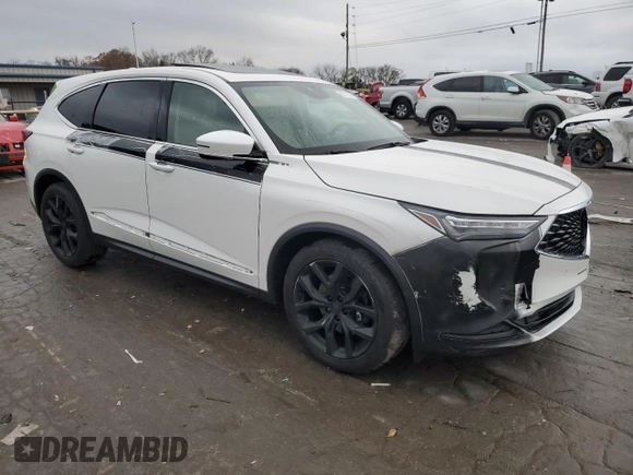 2023 Acura MDX w/Technology Package with VIN 5J8YD9H43PL007733, listed as a Copart auction lot 82115574 with 22,616 mi miles and Salvage Title. Bid and sale history available at carsss.com. Image 4.