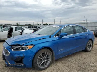2019 Ford Fusion Titanium with VIN 3FA6P0RU7KR100908, listed as a Copart auction lot 57055385 with 55,684 mi miles and Salvage title. Bid and sale history available at DreamBid. Image 1.