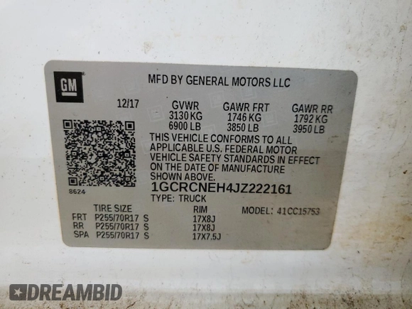 2018 Chevrolet Silverado 1500 Work Truck with VIN 1GCRCNEH4JZ222161, listed as a Copart auction lot 87323414 with 177,151 mi miles and Salvage Title. Bid and sale history available at carsss.com. Image 12.