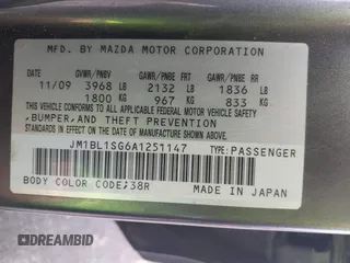 2010 Mazda 3 i Touring with VIN JM1BL1SG6A1251147, listed as a IAAI auction lot 42041631 with Not Provided miles. Bid and sale history available at carsss.com. Image 9.