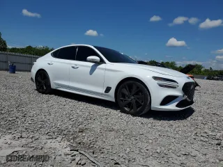 2023 Genesis G70 2.0T with VIN KMTG34TA2PU121330, listed as a Copart auction lot 55718144 with 19,599 mi miles and Salvage Title. Bid and sale history available at carsss.com. Image 4.