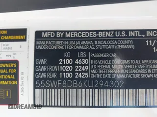 2019 Mercedes-Benz C 300 с VIN 55SWF8DB6KU294302, выставлен на аукционе IAAI как лот 42457628 с пробегом 70 684 миль миль и . История ставок и продаж доступна на DreamBid. Изображение 9.