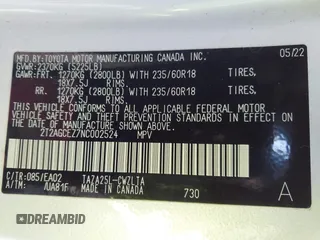 2022 Lexus NX with VIN 2T2AGCEZ7NC002524, listed as a IAAI auction lot 41217365 with 43,786 mi miles. Bid and sale history available at carsss.com. Image 9.