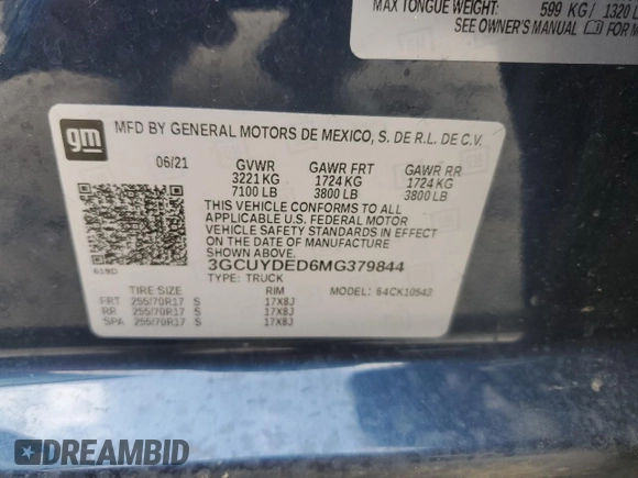 2021 Chevrolet Silverado 1500 LT with VIN 3GCUYDED6MG379844, listed as a Copart auction lot 49415765 with 86,118 mi miles and Salvage Title. Bid and sale history available at carsss.com. Image 12.