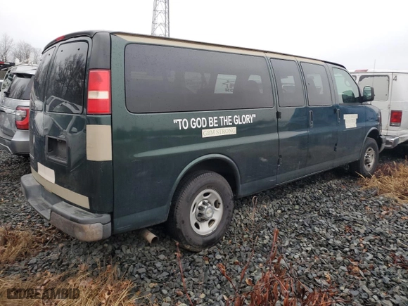 2009 Chevrolet Express Passenger with VIN 1GAHG39K091161470, listed as a Copart auction lot 43410435 with 59,850 mi miles and Salvage Title. Bid and sale history available at carsss.com. Image 3.