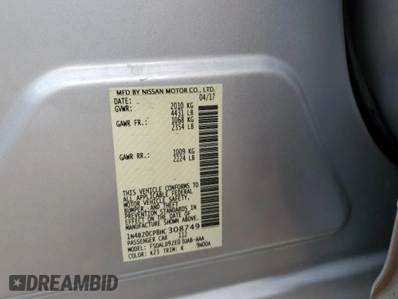 2017 Nissan LEAF SL with VIN 1N4BZ0CP8HC308749, listed as a Copart auction lot 71995812 with 0 mi miles. Bid and sale history available at carsss.com. Image 12.