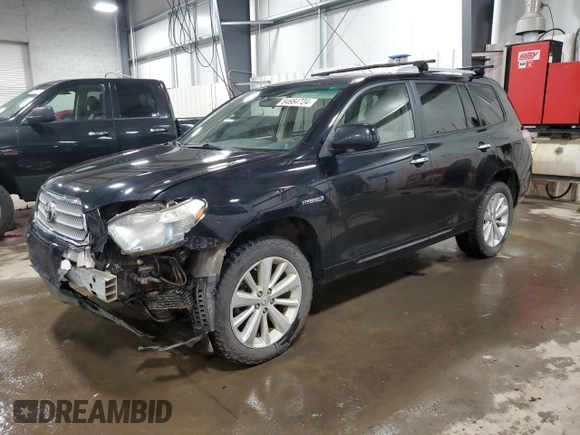 2010 Toyota Highlander Hybrid with VIN JTEBW3EH7A2041735, listed as a Copart auction lot 84684724 with 126,190 mi miles and Salvage Title. Bid and sale history available at carsss.com. Image 1.
