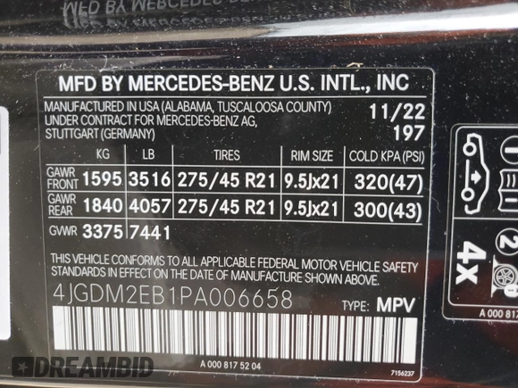 2023 Mercedes-Benz EQS 450 z VIN 4JGDM2EB1PA006658, wystawiony jako Copart lot #54895365 z przebiegiem 20 958 mil mil oraz Szkoda całkowita • Salvage title. Historia ofert i sprzedaży dostępna na DreamBid. Obrazek 13.