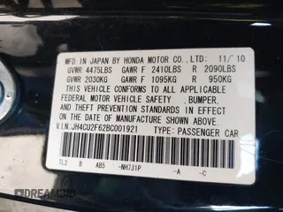 2011 Acura TSX with VIN JH4CU2F62BC001921, listed as a IAAI auction lot 42627473 with 140,804 mi miles and . Bid and sale history available at DreamBid. Image 9.
